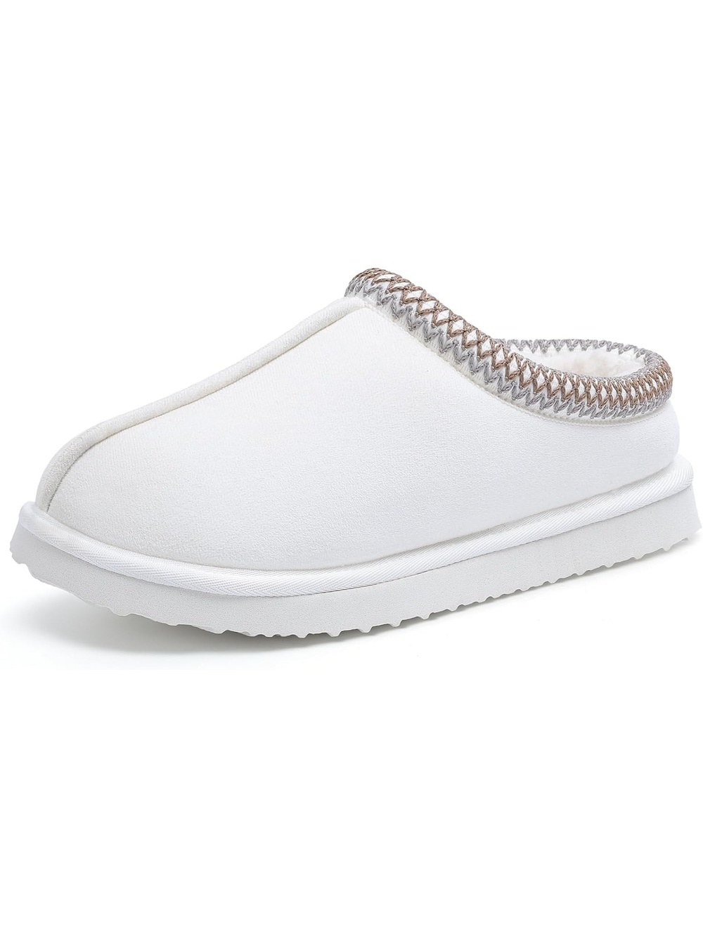 Women's White Closed Toe Non Slip Classic Fuzzy Mule Clogs Ankle Slipper
